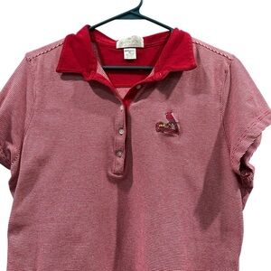 Antigua St. Louis Cardinals women’s Polo‎ Shirt XL Red White Stripe MLB